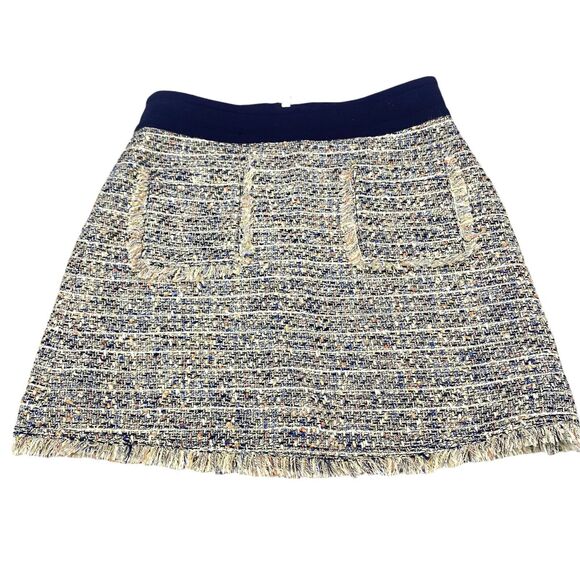 J.CREW Mini Skirt Womens Size 6 Multicolor Tweed Lined Fringed Raw Hem Back Zip - Picture 8 of 13